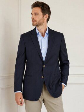 Corbin Men’s Navy Wool Blazer Sport Coat 41R Custom Metal Buttons 2 Button